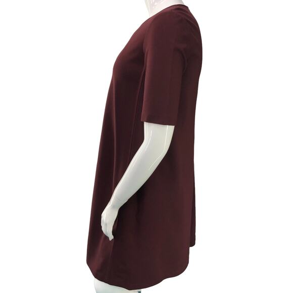 Lafayette 148 New York Size M Dress Shift Burgundy Back Zip Ponte Stretch Knit - Picture 6 of 16